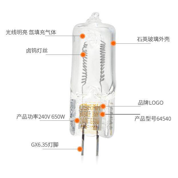 欧司朗灯泡64540 230V/240V 650W专业摄影卤素灯泡舞台照明灯珠