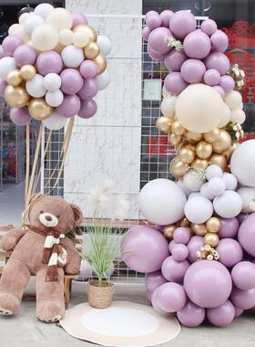 暮光紫色套球双层大小气球覆古色高级配色生日派对店开业装饰布置