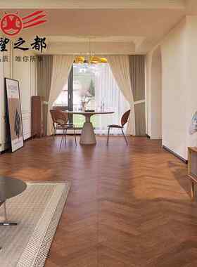 柔光天鹅绒人字拼木纹瓷砖600x1200mm法式卧室客厅仿实木地板砖
