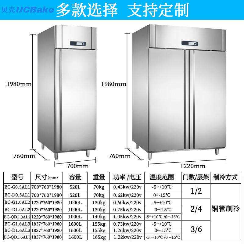 广州贝壳钢立式四门冷柜商用大容量厨房冰箱保鲜冷藏柜冷冻冰柜