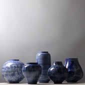 手工拉坯手绘陶瓷罐子青花瓷创意插花花瓶中式 客厅博古架花架摆件