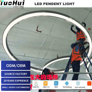 LED圆形圆环吊灯创意个性 办公室店铺大堂健身房圆形工程环形吊灯