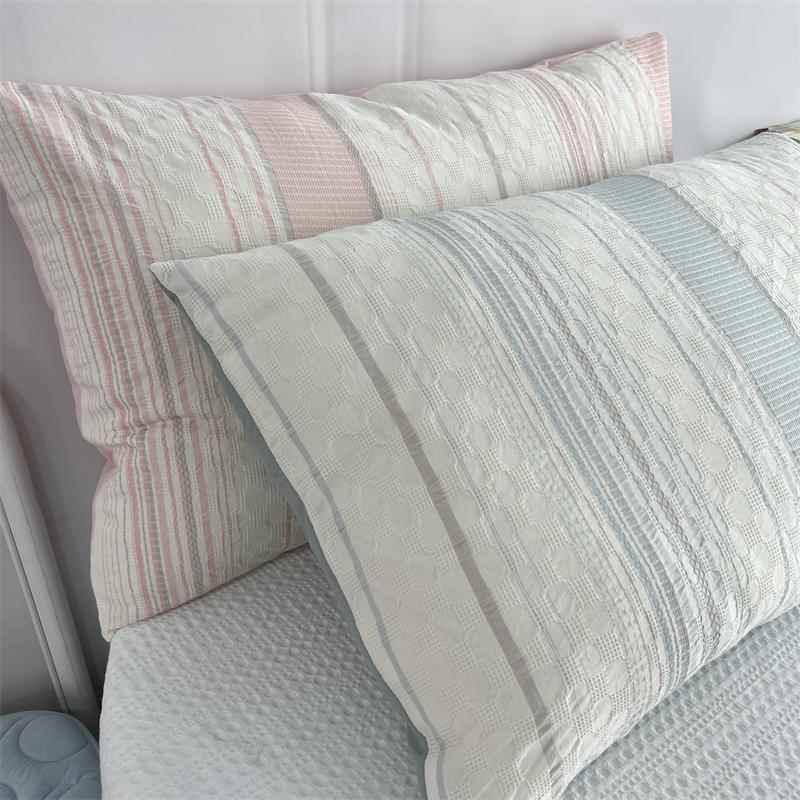 外贸出口A类色织纯棉枕套全棉提花清新48*74CM枕头套一对家用枕罩