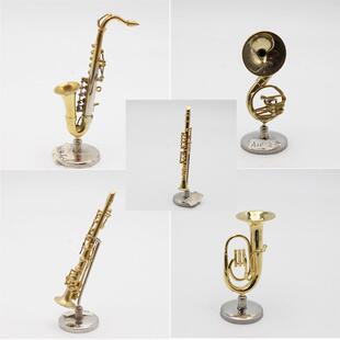 dollhouse微缩袖 珍迷你铜制乐器萨克斯小圆太阳号场景拍摄摆设