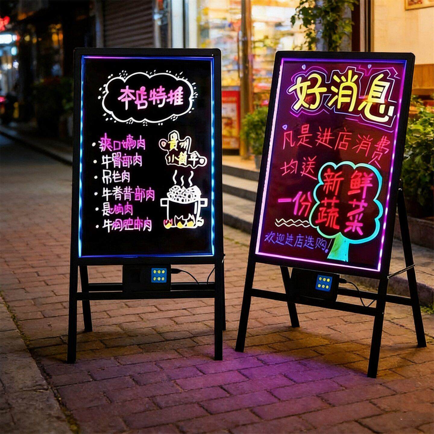 落地广告牌荧光板夜市摆地摊夜光led手写屏音响发光小黑板宣传板