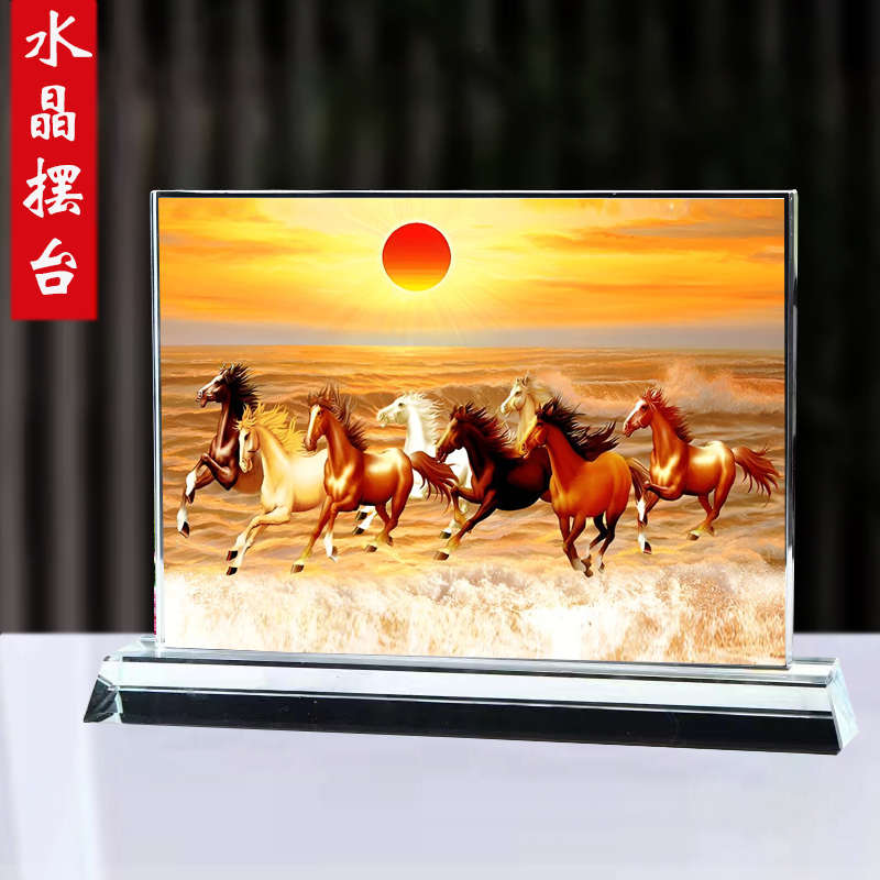 八骏图马到成功图八匹马画摆台办公室桌面电视柜书房玄关高档摆件