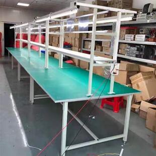 车间生装产线双面防水静电工作台电商流打包双面工作桌配带灯线操