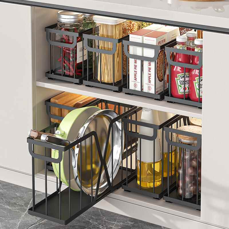 厨房调料拉篮超窄极窄夹缝橱柜内分层置物架抽拉式收纳抽屉免安装