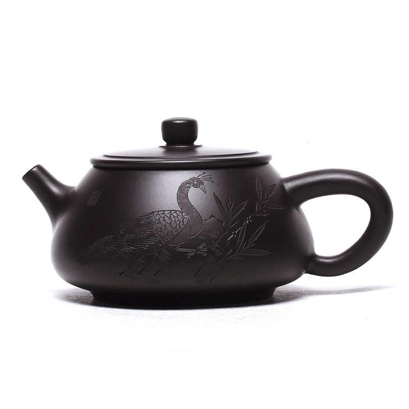 朱瓢手工功夫新品茶具宜兴黑品家用 泥石批发茶壶代发中 紫砂壶