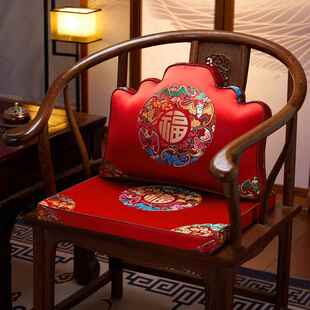 新中中式靠公山枕客厅沙发办室护腰靠背创意国风车垫载织锦缎靠抱