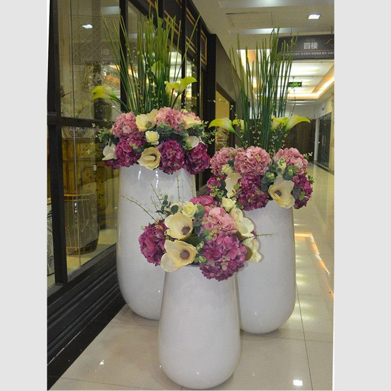 厂家水滴玻璃钢落地大花瓶创意花艺花盆商场酒店插花居家装饰花器