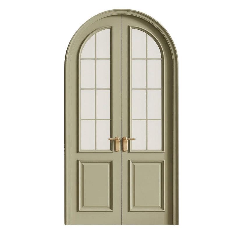 木复烤实漆绿572色法式圆弧形古衣帽间卧拱室主卧隔音别墅房间门