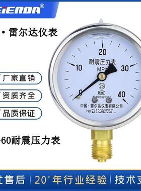 厂家销售雷尔达YN-60耐震压力表真空表抗震液压油压表1 1.6 40MPA