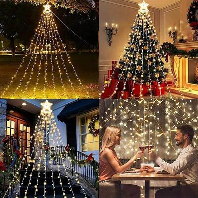 Creative LED Star Waterfall Christmas Fairy String Lights