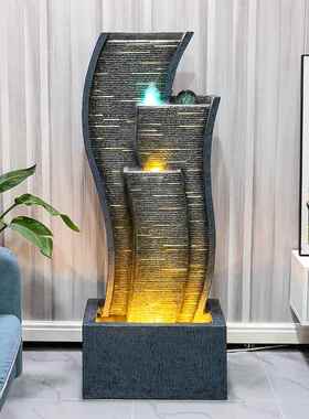 流水财摆件循环水客厅关水幕墙玄屏风景观装布饰ZG-64241落地喷泉