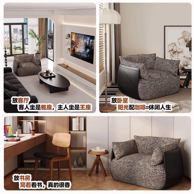 可拆洗布艺法式复古单人沙发椅客厅卧室阳台小户型懒人休闲小沙发