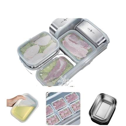 352三四冷冻盒316L不锈钢钢鲜食品级冰箱盒密封收纳肉类保分装盒