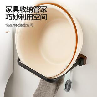 脸盆架卫生间毛巾脸盘挂钩厨房收纳盆挂架免打孔折叠置物架实木