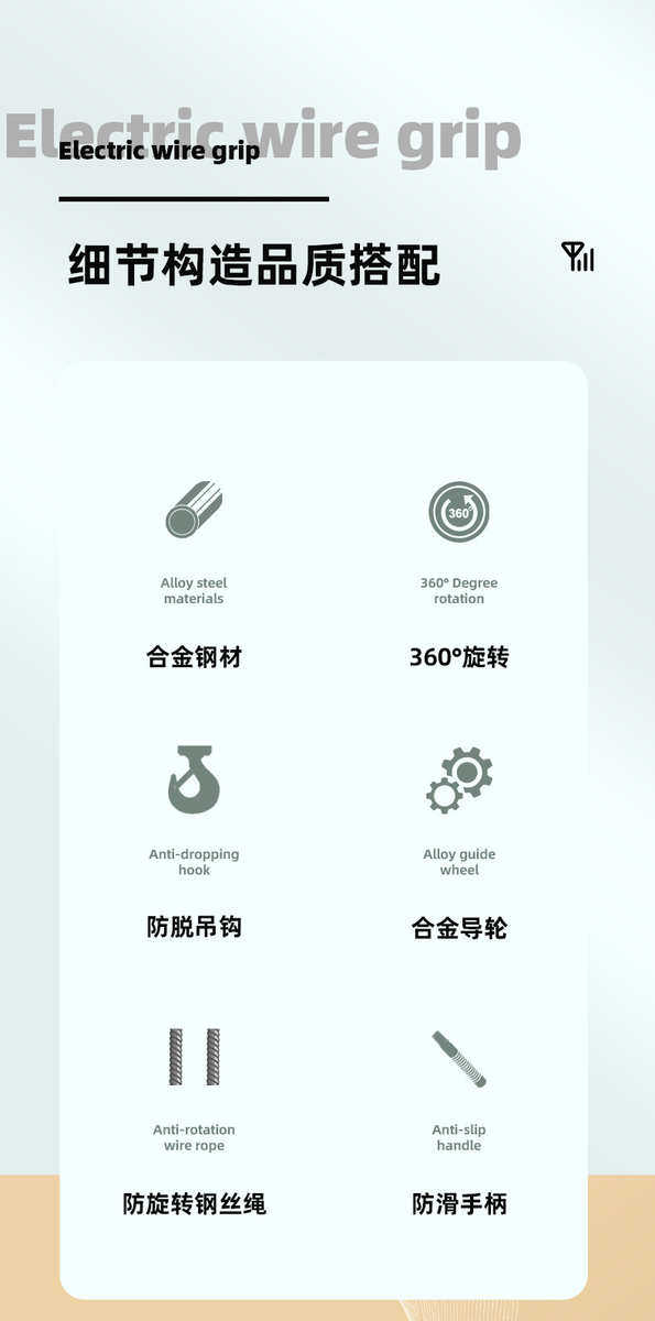товар из китая 绳电工钳线线钢丝绳器器线缆.器紧紧1t1线夹5t2t3t4t双钩卡日式