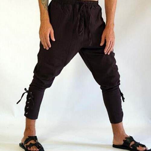 Renaissance Medieval Costume Men Loose Viking Pant Trousers