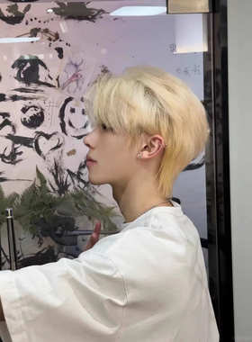 碎男士碎微分假发白色顶毛发短发发头套全假米黄色整短款盖头学生