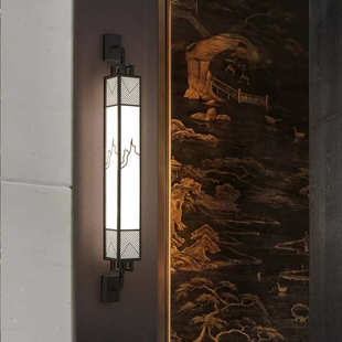 新中式 仿云石壁灯中国风现代别墅客厅背景墙灯创意酒店工程长壁灯