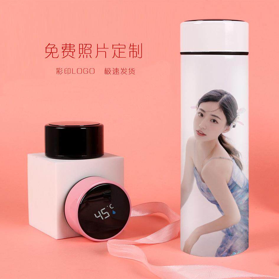 创意简约水杯商务刻字智能显示教师节礼品304不锈钢保温杯子