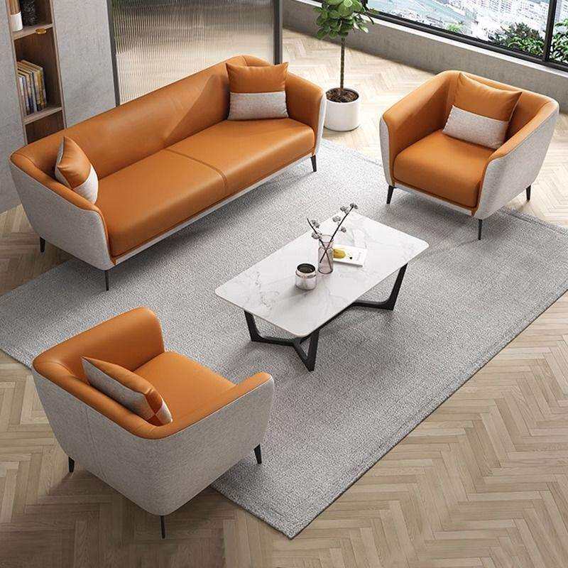 办公沙发简约现代休息区接待小型办公室休闲轻奢商务洽谈茶几组合