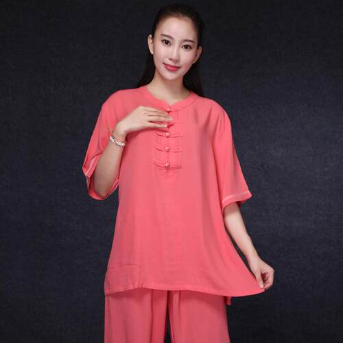 正品太极服女夏季短袖 中老亚麻中国风表服 功春演夏中袖练服棉年