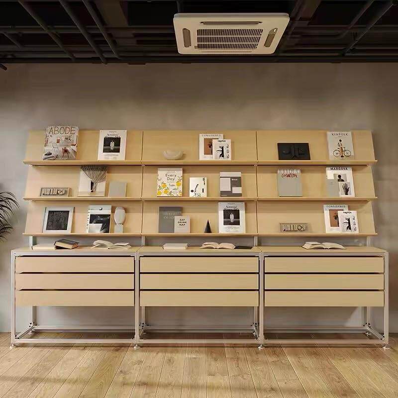 铝挤型材料展示货架桦木海洋板工业风多层收纳展览书架抽屉样品陈