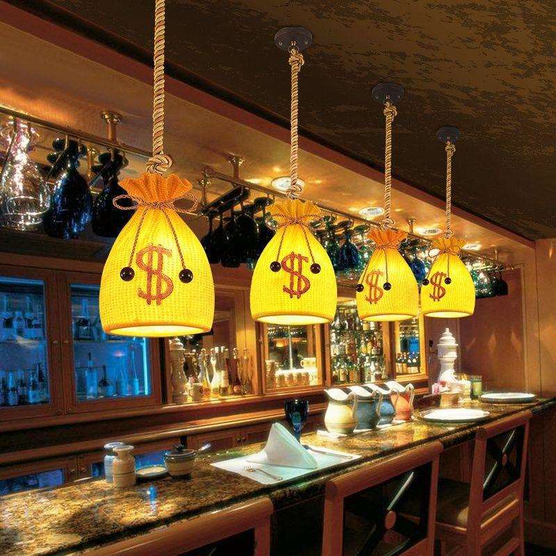 个性美式酒吧装饰吊灯收银台奶茶店时尚吧台餐厅网吧咖啡厅钱袋灯