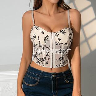 Low cut mesh velvet spliced fishbone short suspender