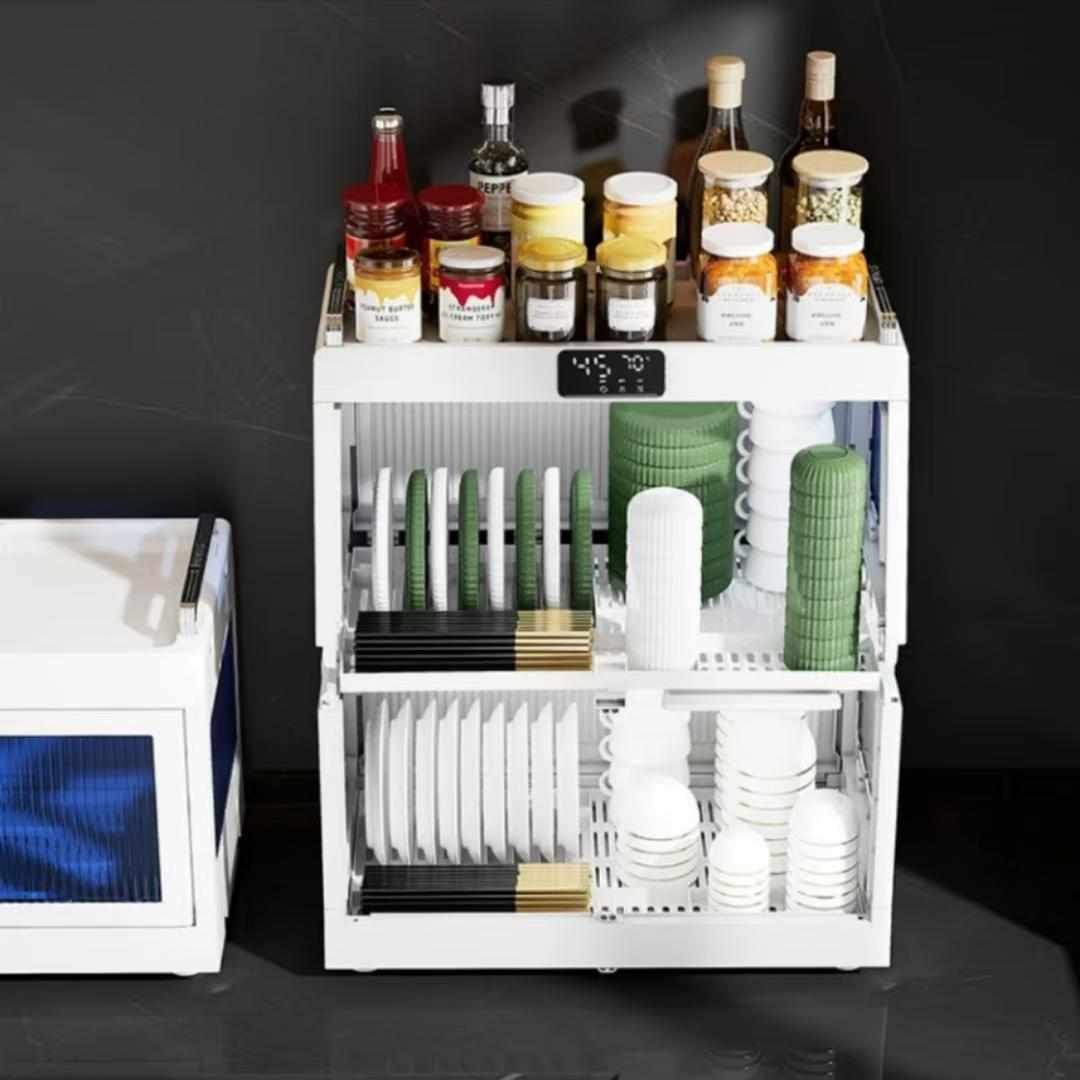 家用碗柜双层橱柜厨房收纳杯子奶瓶碗碟沥水磁吸收纳烘干置物碗架