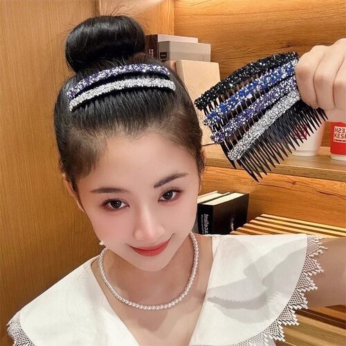 Korean-style minimalist water钻发饰简约刘海碎发插梳，气质百