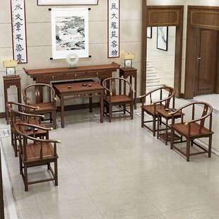 老榆木实木中堂六件套四件套客厅八仙新中式农村堂屋供桌条案翘头