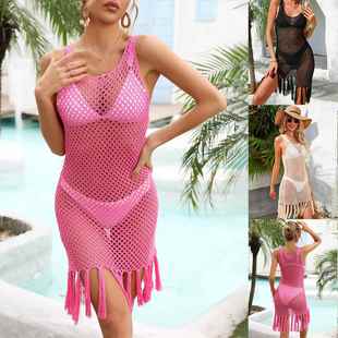 swimsuit out bathing neck crochet dress hem swimwear