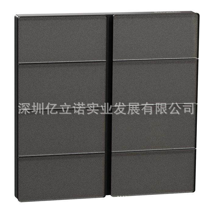 KNX开关面板C2E616403_MB_C1境悦系列黑色玻璃8键智能控制面板