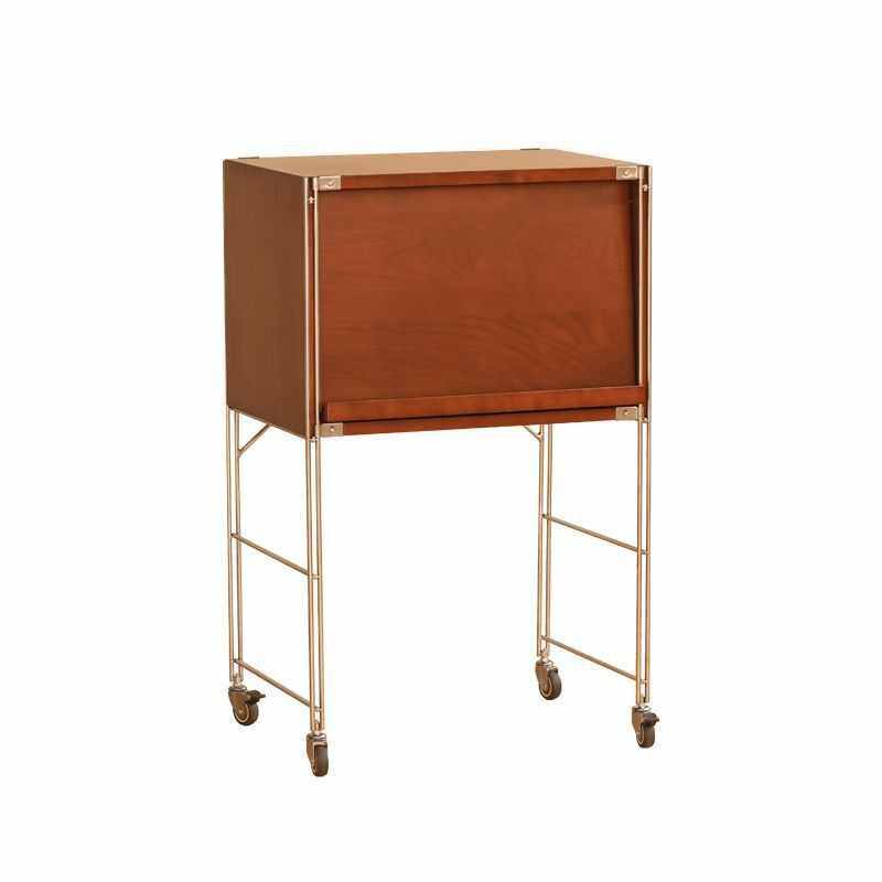 一体实木扫地机器人置物架三层置物柜复古客厅书柜边柜家居收纳柜