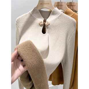 加加厚衫 旗袍领中式 套头毛衣一体保1221k1 打底针织款 秋冬女打底衫
