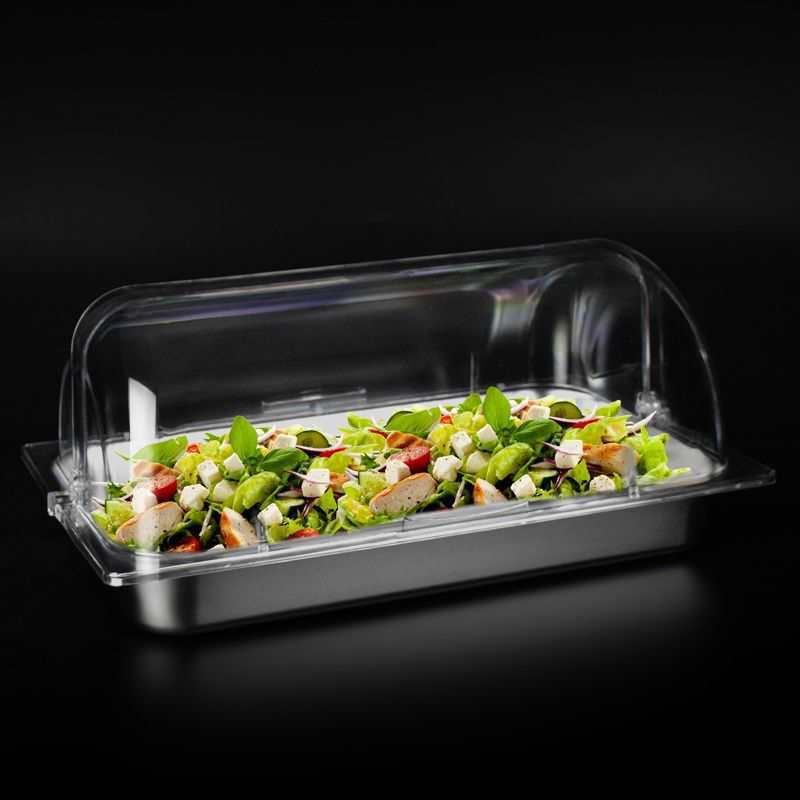 不卤锈钢菜熟食菜展示盘透明防尘罩翻水果试凉吃托USA盘带盖盖盒