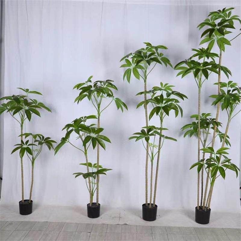 工厂仿真植物盆栽发财树多杆大伞叶室内展厅轻奢装饰摆件摄影道具
