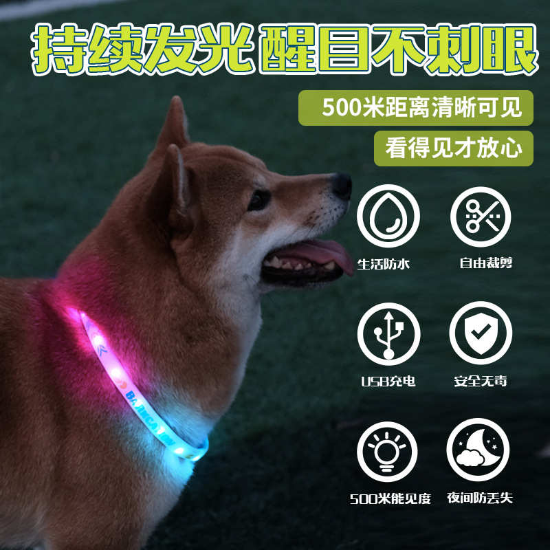 宠物夜晚夜间项圈狗狗大型犬莱诺laroo圈颈圈发光脖遛狗中灯夜行