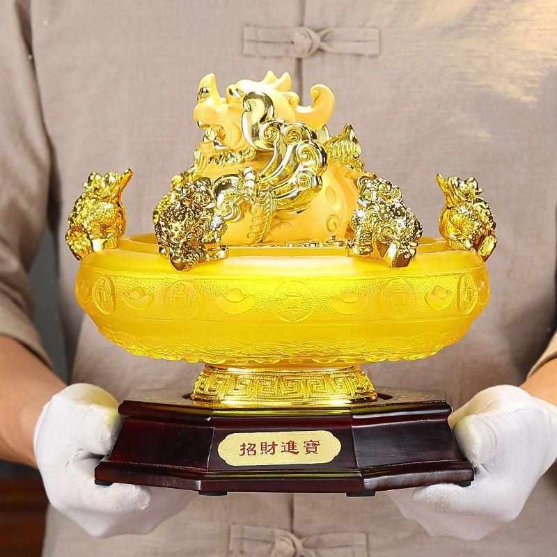 聚宝盆摆件金蟾工艺品金蝉摆件店铺收银台家居开业树脂礼品批发用