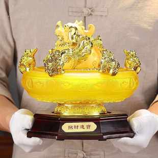 聚宝盆摆件金蟾工艺品金蝉摆件店铺收银台家居开业树脂礼品批发用