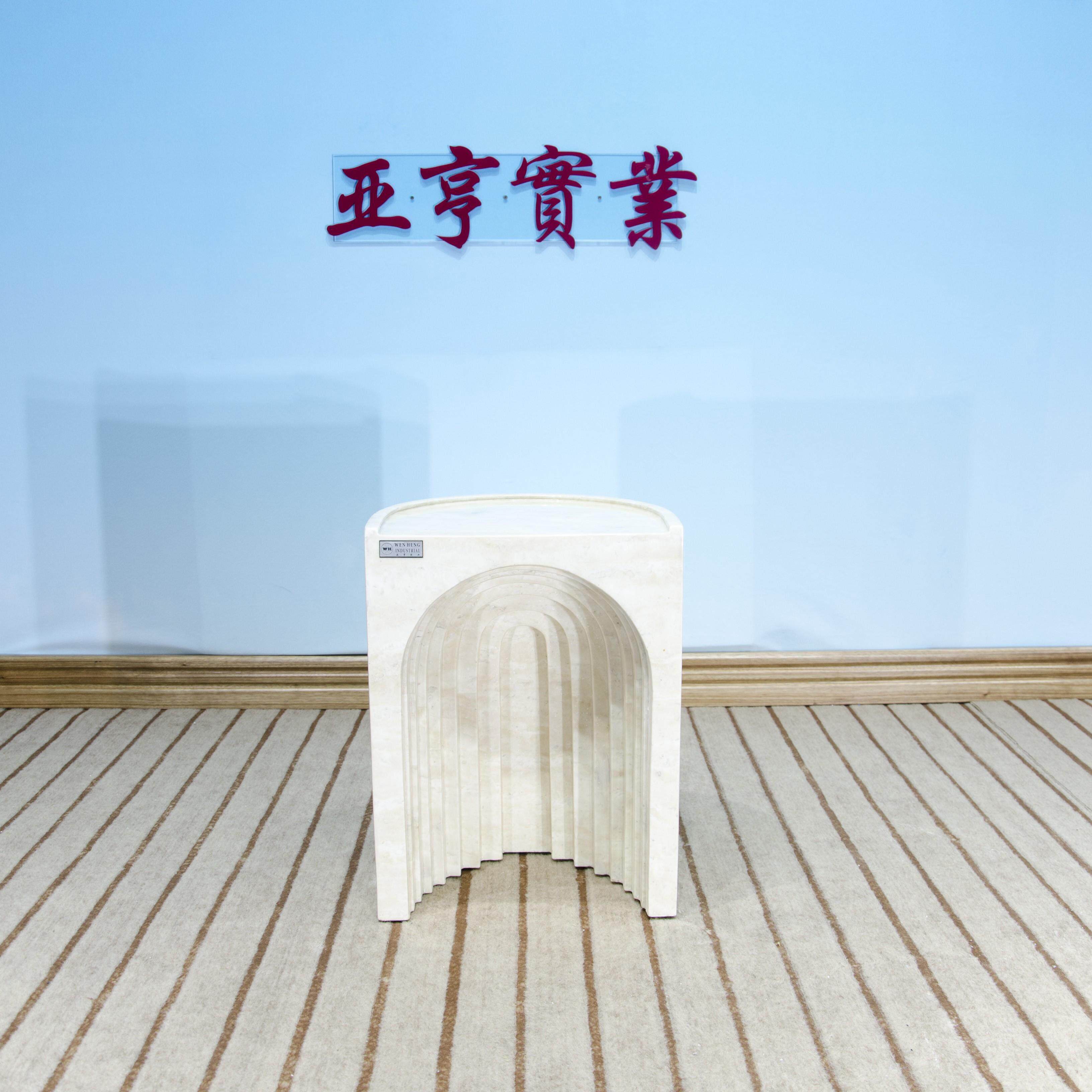 设计师创意侘寂风洞石边几茶桌大厅角几摆设花架床头