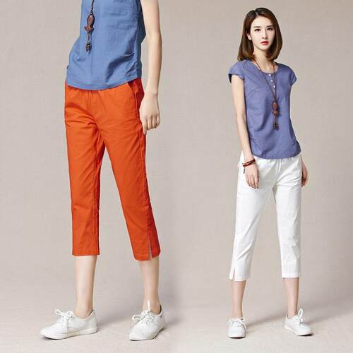 Seven quarter high waisted cotton women's pants, Haren