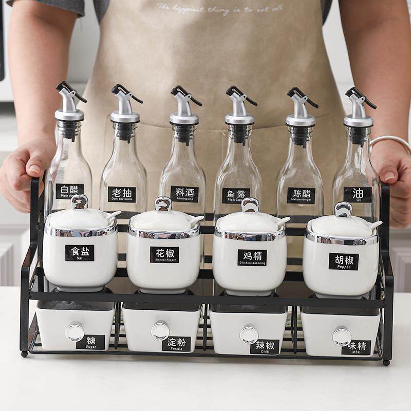 高颜值调味罐厨房油盐酱醋调味瓶罐陶瓷收纳罐家用高档调料盒套装