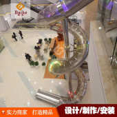 带旋转儿童不锈钢户外大型滑梯消防滑梯滑灯商场厂家 半透明非标