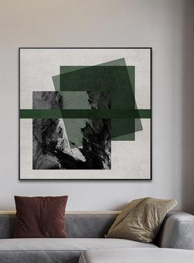 春QX202110续色现简约客代厅装饰画抽象绿沙发背景方格书房玄墨关