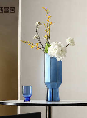 博西家居 电镀铝绿色水杯型高脚水培玻璃花瓶家居客厅装饰插花器